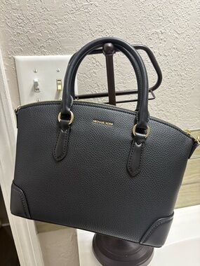 Michael Kors Black Pebbled Leather Satchel and crossbody with Gold Hardware